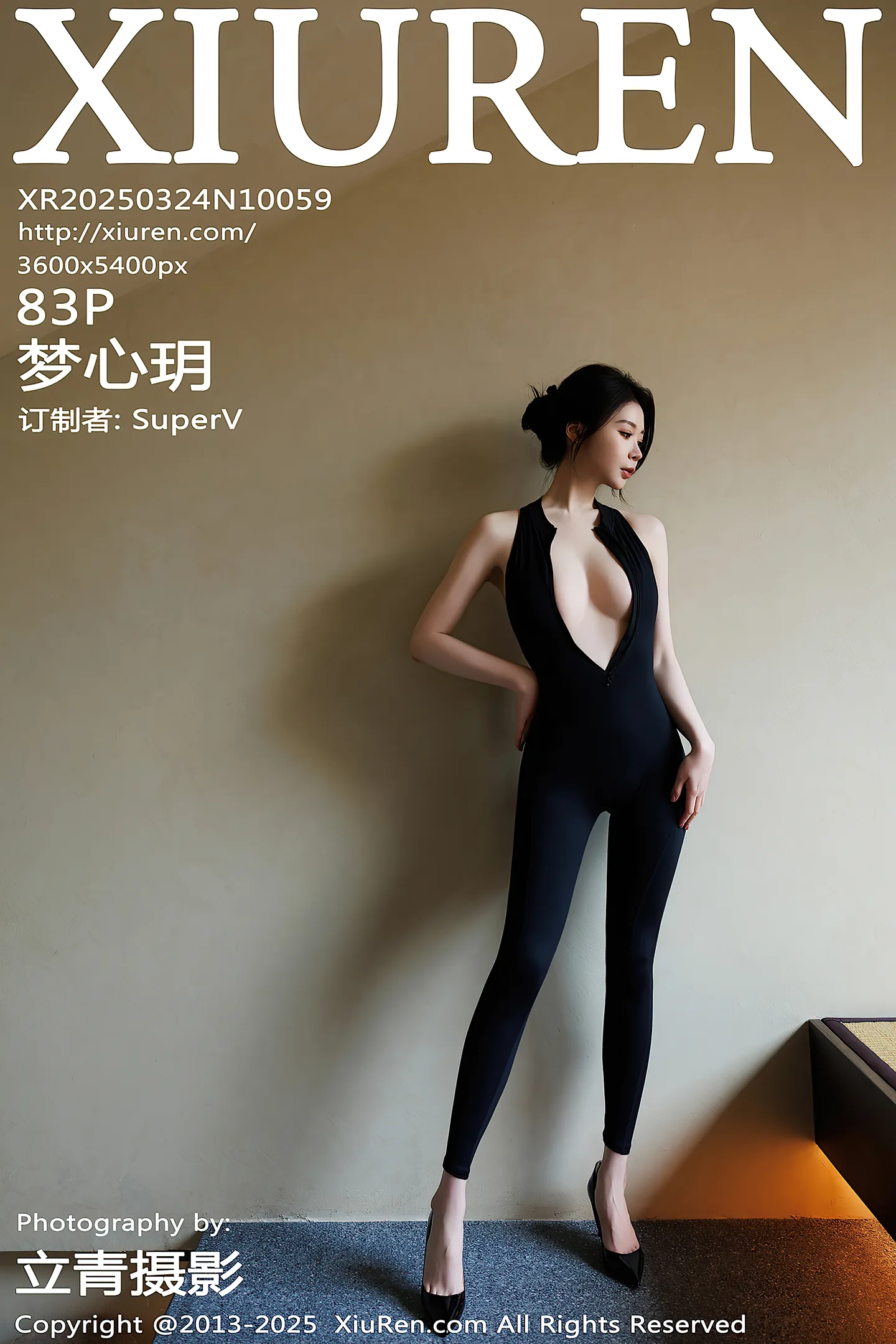 [XiuRen秀人网] VOL.10059 模特梦心玥性感黑色情趣内衣配黑丝吊袜秀高挑曼妙身姿诱惑写真83P-秀人网官方网站